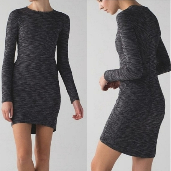 lululemon athletica Dresses & Skirts - Lululemon &go Where-To Dress *Long Sleeve I Heathered Black size 2